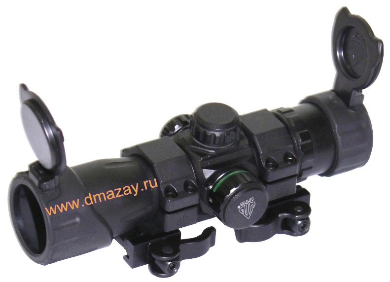          Weaver () Leapers () SCP-DS3068W 5TH GEN UTG 6.4" ITA Red/Green Dot Sight with Integral QD Mount & Flip-open Lens Caps
