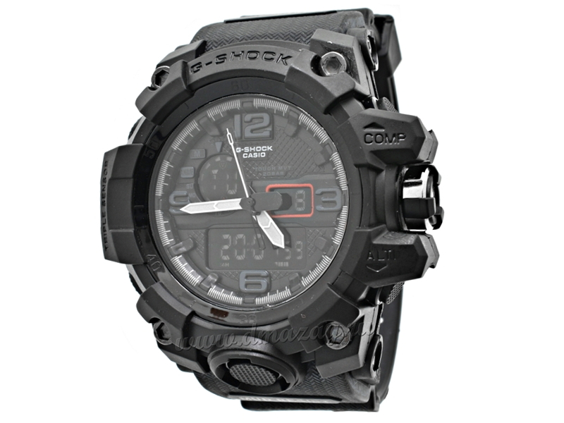 Часы для охоты и рыбалки (реплика СASIО G-SНОСК) модель 4, черного цвета с черными надписями