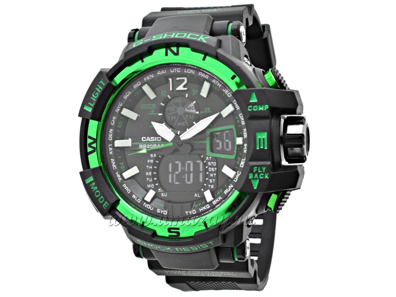 Часы для охоты и рыбалки (реплика СASIО G-SНОСК) модель 5, черного цвета с зелеными надписями