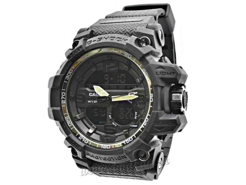 Часы для охоты и рыбалки (реплика СASIО G-SНОСК) модель 7, черного цвета с черными надписями