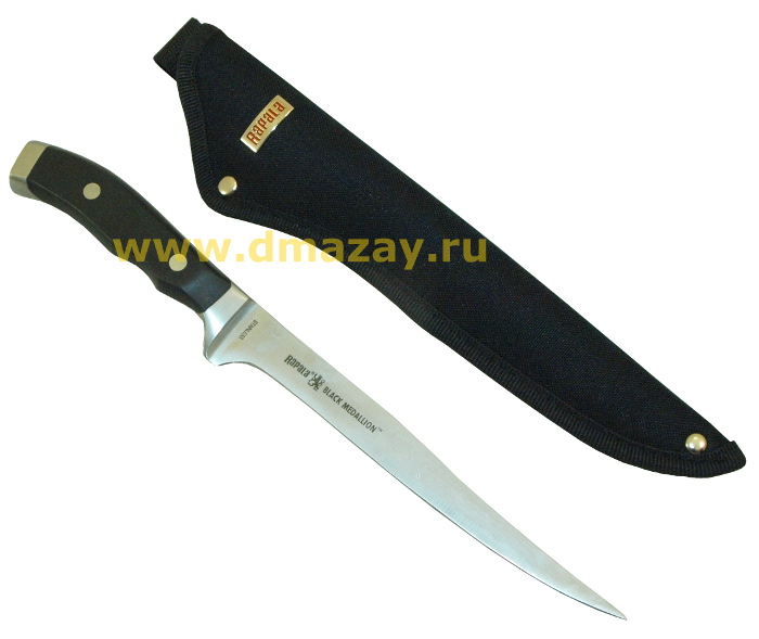 Филейный нож Rapala (Рапала) серии "Black Medallion", клинок 18см, рукоятка литая, арт.BMFK7