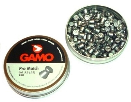 Пульки (пули) для пневматического оружия (пневматики) GAMO Pro-Match Competition (Гамо Про Матч) калибра 5,5 мм вес 1 г 250 штук в жестяной банке    