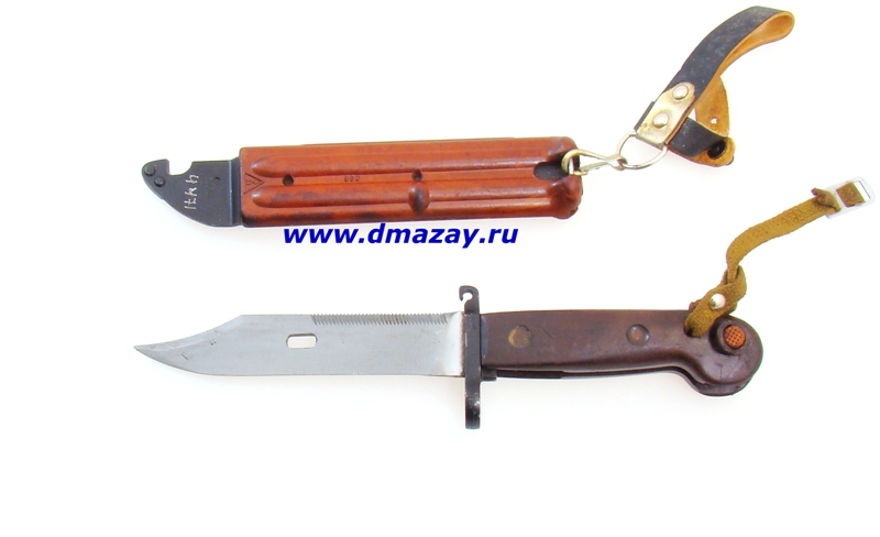 Макет массогабаритный (ММГ) штык нож автомата Калашникова модернизированный (АК, АКМ, АКМС, АК74, АК74М) (6х3) (ШНС-001-02), без конструктивных изменений коричневого цвета