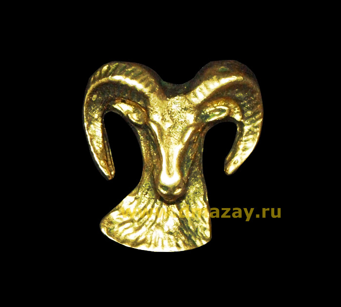 Значок на лацкан пиджака плюмаж «МУФЛОН» (голова) бронза