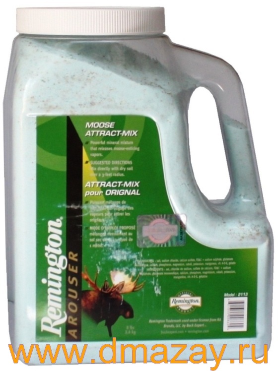 Приманка пахучая для лося REMINGTON (BUCK EXPERT) 2113 MOOSE ATTRACT -MIX смесь из солей и минералов для прикормки в пластиковой канистре 3,6 кг (8 lbs)