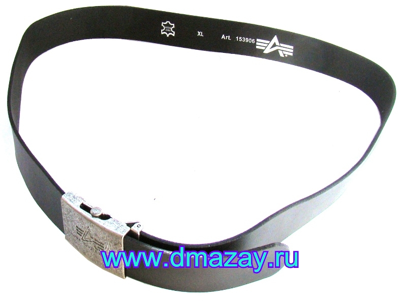 Ремень брючный (поясной) Alpha Leather belt black (черный), длина 125 см из натуральной кожи