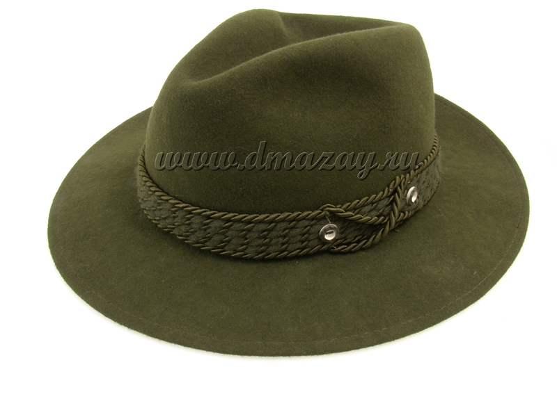 Фетровая шляпа широкополая WERRA HUNTING 0910 ALEX из шерстяного войлока оливкового цвета, Чехия.