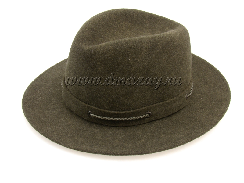 Фетровая шляпа широкополая WERRA HUNTING 0912 ADAM из шерстяного войлока болотного цвета, Чехия.