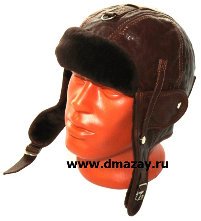 Шлем для экстремальной охоты (туризма) из натуральной кожи с подкладкой из овчины АРТМЕХ 5058 4 цвет коричневый