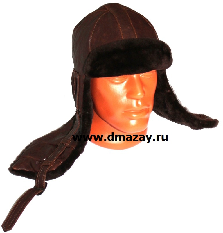 Шлем для экстремальной охоты (туризма) из натуральной кожи с отворотом и длинным ухом АРТМЕХ 5251 4 цвет коричневый