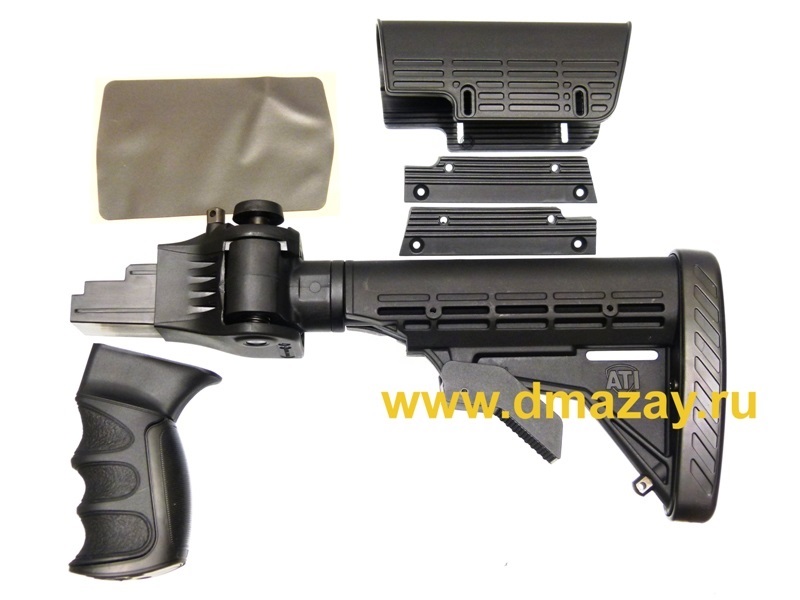 Приклад тактический раздвижной с пистолетной рукояткой для карабинов с нескладным прикладом семейства АК Сайга SAIGA Вепрь - К (ВПО - 133) Вепрь - КМ (ВПО - 136)  Advanced Technology International ATI A.2.10.1270 пластик черный
