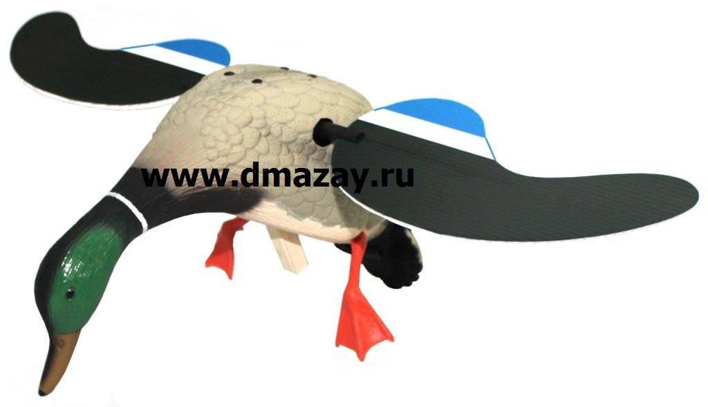 Чучело подсадное утки кряквы машушее (крутящее) крыльями с электроприводом MOJO (Моджо) OUTDOORS BABY DRAKE HW4401 селезень на длинном шесте