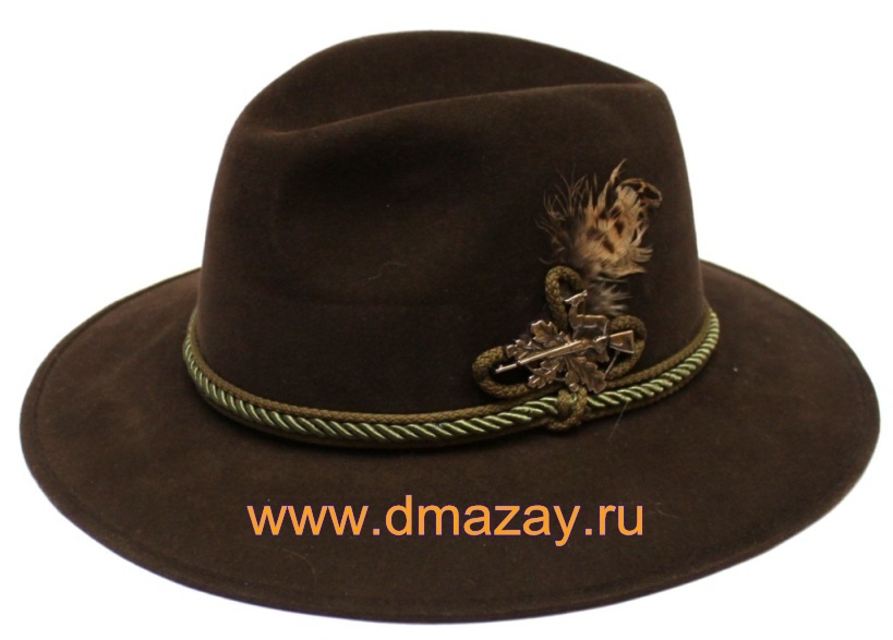 Шляпа с широкими полями для охоты из фетра темно - зеленого цвета Чехия    