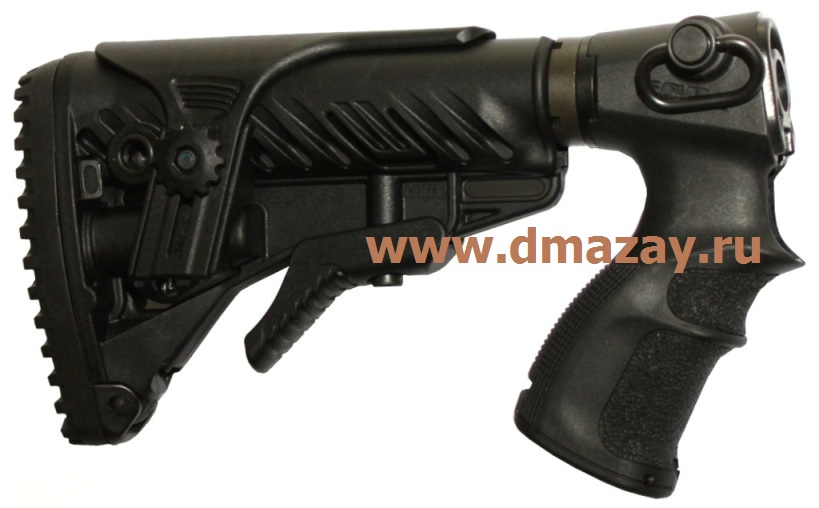 Приклад тактический регулируемый по длине с подщечником и быстросъемной антабкой (полная комплектация) для Remington (Ремингтон) 870 FAB Defense (Фаб Дефенс) AGR 870 FK CP SLS черного цвета
