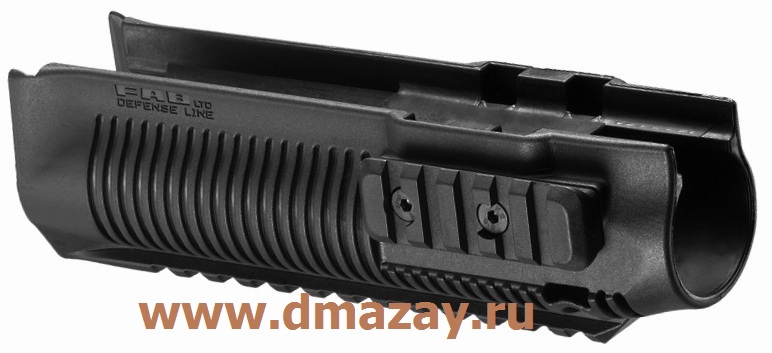 Цевье тактическое с тремя планками Пикатинни (Picatinny) для Remington (Ремингтон) 870 FAB Defense (Фаб Дефенс) PR-870 пластик черного цвета