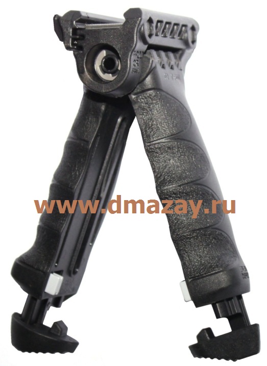 Тактическая рукоять переноса огня - регулируемые по высоте сошки с механизмом наклона для установки на планку Weawer (Вивер) оружия FAB Defense (Фаб Дефенс) T-POD G2 QR черного цвета