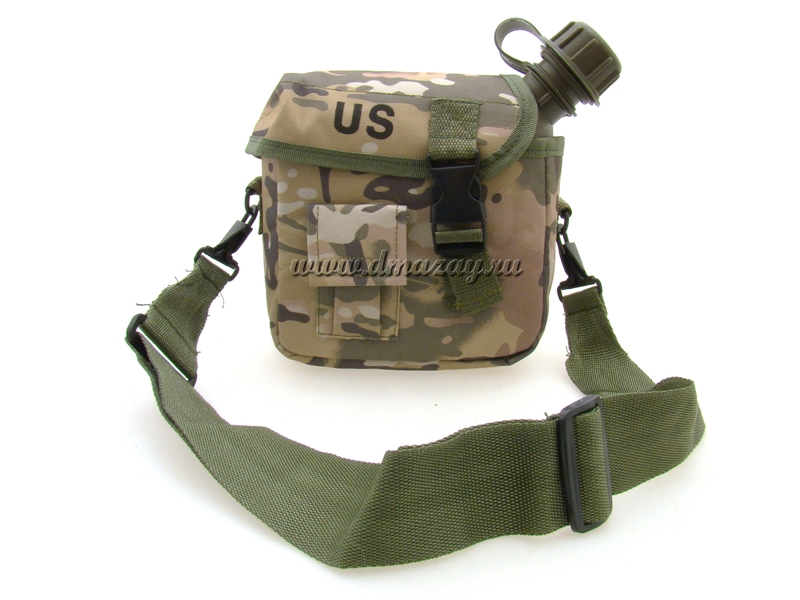 Фляга армии США 1.83 литра Multicam в комплекте с  ремнем и чехлом, Камуфляж