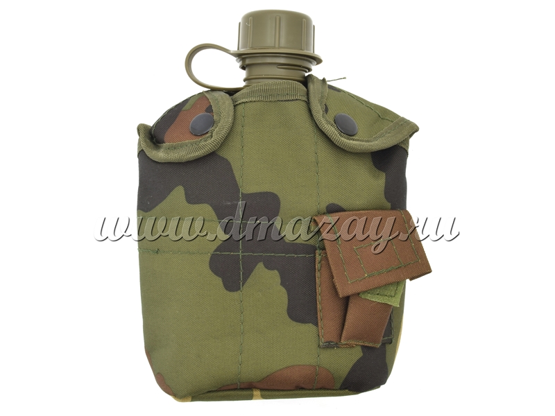 Фляга армии США 1 литр в комплекте с алюминиевой кружкой и чехлом, цвет Французский камуфляж