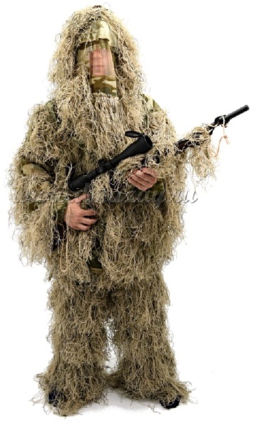 Костюм маскировочный "КАМЫШ" Ghillie Suit (Леший, Кикимора) для охоты БЕЖЕВОГО цвета
