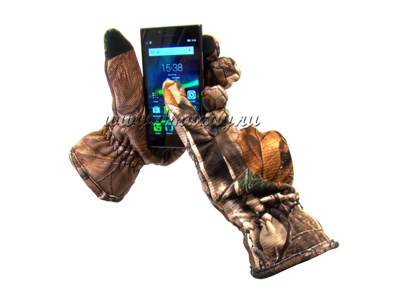 Перчатки флисовые LUCKYLOONG зимние для сенсорных экранов, цвет Realtree (Лес)