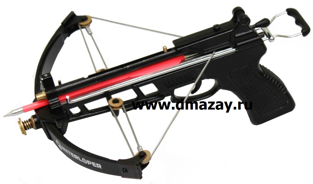 Арбалет-пистолет блочный с зарядным устройством для стрельбы, дротиками, металлическими шариками и гарпунами АСПИД 2047 (SNL6B), аллюминиевый сплав, цвет черный 