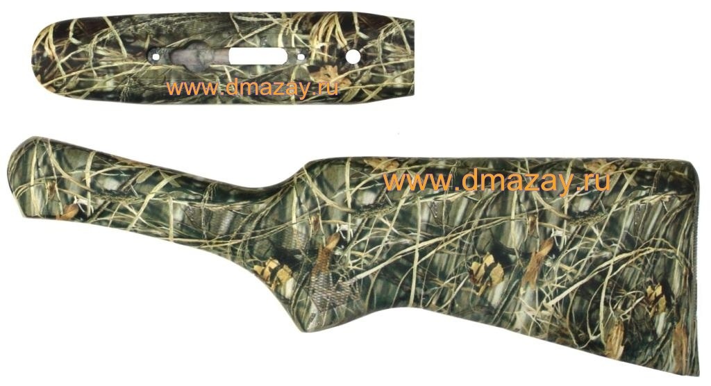 Приклад (ложе) и цевье для охотничьего ружья ИЖ-43 (MP-43) орех с защитным камуфлированным покрытием цвет ЛЕС ИЖМЕХ