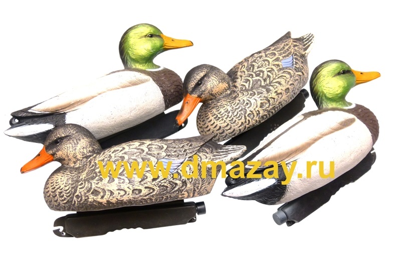 Набор чучел подсадных утки кряквы (2 селезня и 2 утки) Fa Brand (ФА БРЕНД) Gunners HD Special Mallard Duck 475005Р плавающие 4 штуки