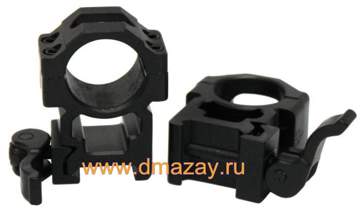    (, )    /    25,4    LEAPERS () RQ2W1204 UTG Max Strength LE Grade Quick Detach Picatinny Rings: 2PCs, 1" Diam, Hi Profile