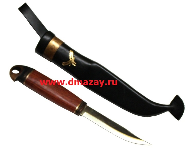 Нож охотничий подарочный с длиной клинка 11 см и рукоятью из палисандра Marttiini (Мартини) 555010 Bronze Bird (Бронзовая Птица)
