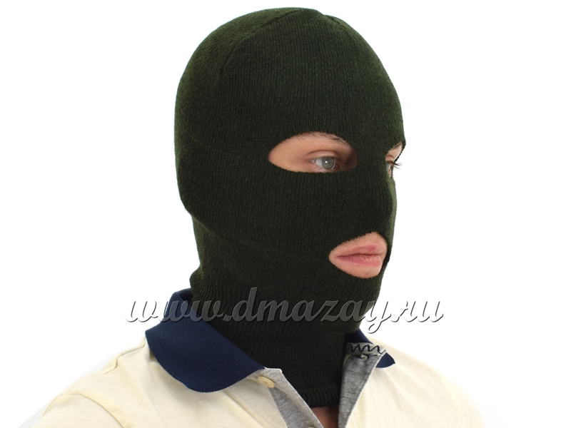 Шлем-маска для лица (балаклава) темно-зеленого цвета