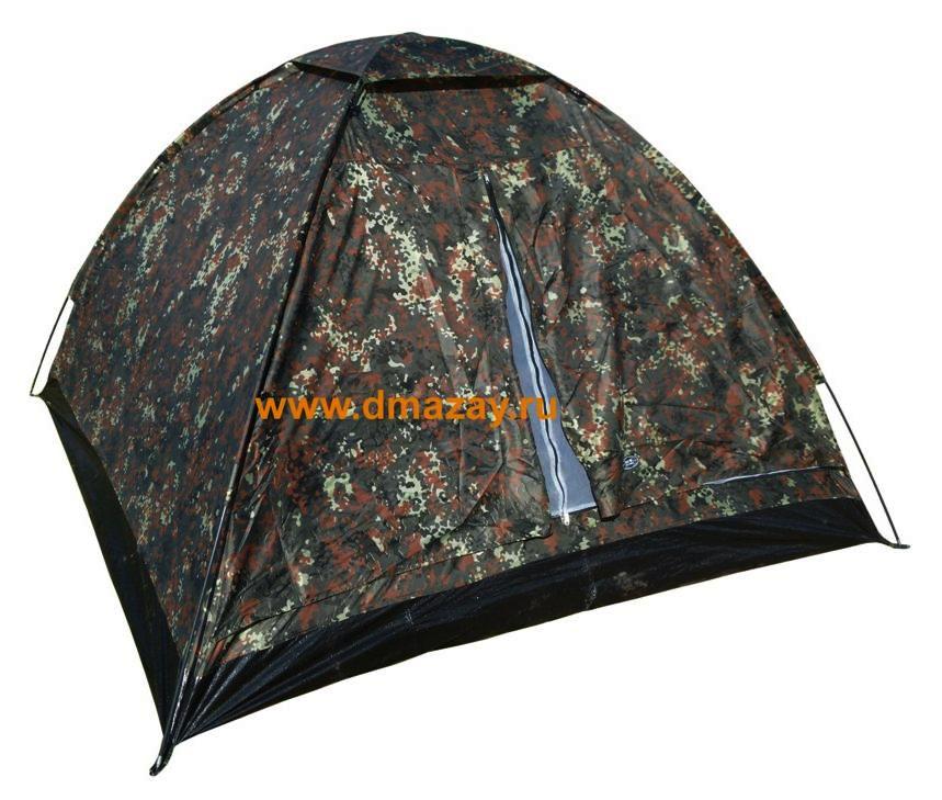Палатка трехместная Monodom flecktarn Nylon 190T PU с противомоскитной сеткой непромокаемое дно MFH 32103V