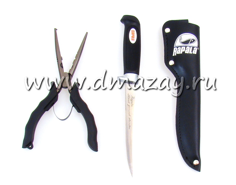  Набор рыбака 3 в 1 Rapala (Рапала) RPLR8-706: Плоскогубцы, нож, ножны