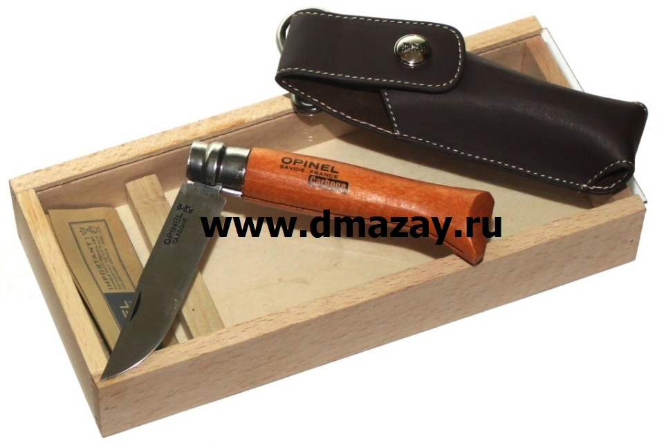 Складной нож OPINEL (ОПИНЕЛЬ) Tradition 8VRN 000815 (№08 Carbone) с длиной лезвия 8,5 см в подарочной деревянной коробке с чехлом