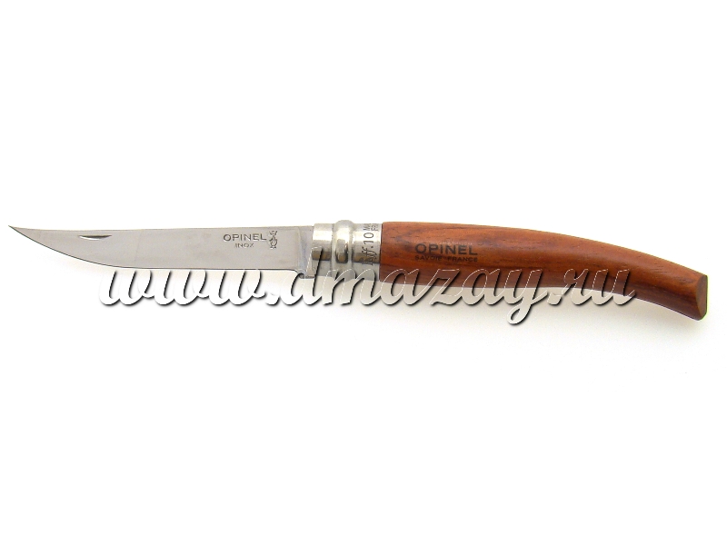 Нож филейный складной Opinel (ОПИНЕЛЬ) Effile 10 Bubinga (Бубинга - красное дерево) с длиной лезвия 10 см, арт. 000013