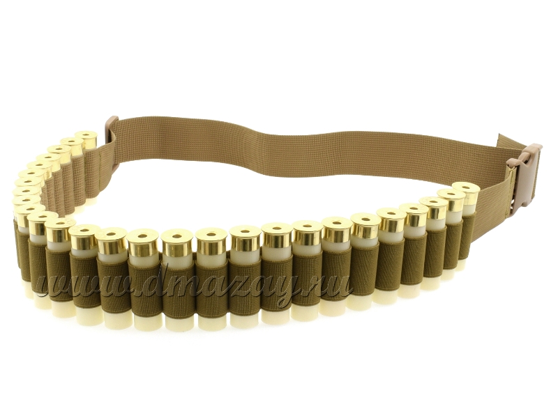 Патронташ универсальный (бандольера+поясной) на 27 патронов 12, 16 и 20 калибров, цвет Койот