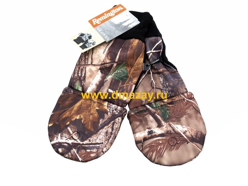 Перчатки Remington Gloves Waterproof зимние до -25 о для рыболовов и охотников камуфлированные Realtree откидной клапан с флисовой подкладкой размер XL, XXL