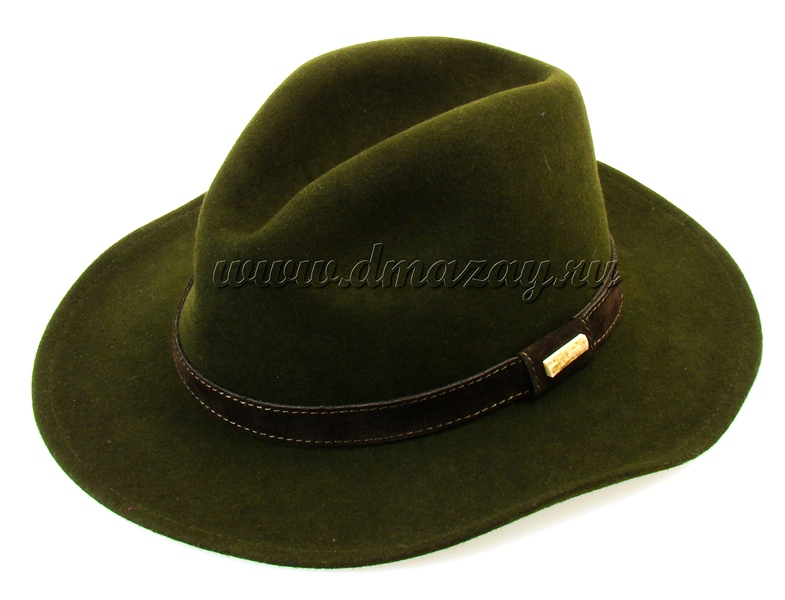 Фетровая шляпа широкополая WERRA HUNTING 0931 ARNOLD из шерстяного войлока темно-оливкового цвета, Чехия.