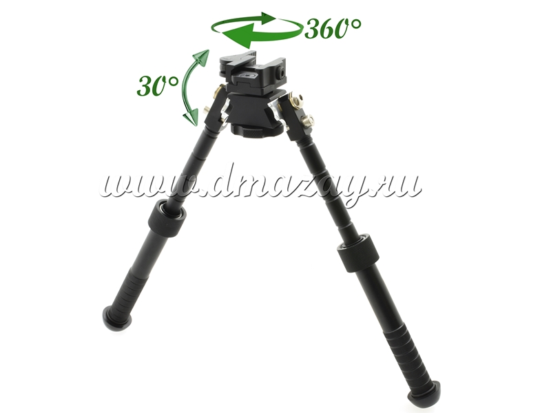 Сошки BT10-LW17-Atlas Bipod на планку Вивера высотой 6"- 9" (15 - 23 см) с вращающимся основанием на 360° и регулируемым уровнем наклона на 30°
