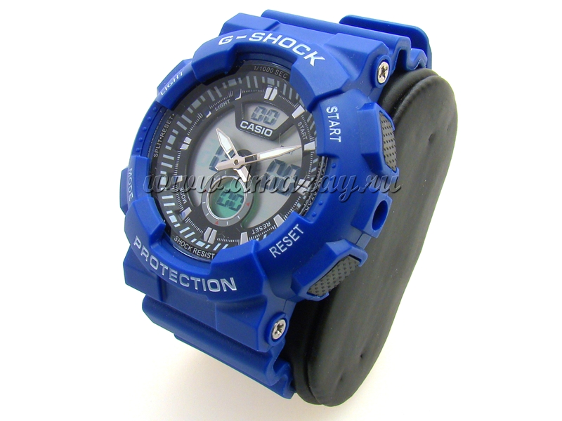 Часы для охоты и рыбалки (реплика СASIО G-SНОСК) модель 2, синего цвета с белыми надписями