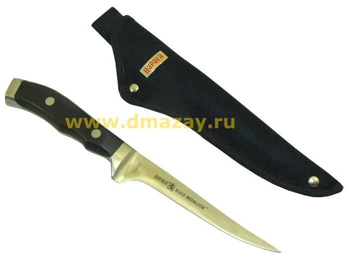 Филейный нож Rapala (Рапала) серии "Black Medallion", клинок 13см, рукоятка литая, арт.BMFK5