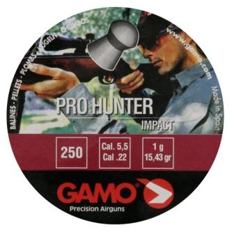Пульки (пули) для пневматического оружия (пневматики) GAMO PRO HUNTER Impact (Гамо Про Хантер) калибра 5,5 мм вес 1 г 250 штук в жестяной банке    
