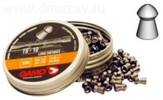Пульки, пули для пневматического оружия (пневматики) GAMO TS 10 (Гамо ТС 10) калибра 4,5 мм вес 0,68 г 200 штук в жестяной банке