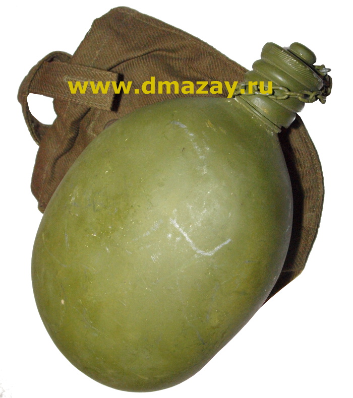 Фляга армейская (солдатская) с чехлом КРАШЕННАЯ ЗЕЛЕНАЯ