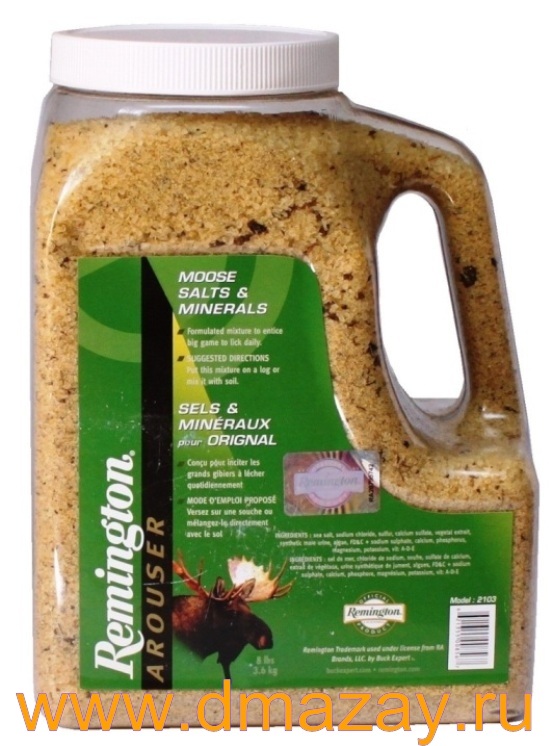 Приманка пахучая для лося REMINGTON (BUCK EXPERT) 2103 MOOSE SALTS & MINERALS смесь из солей и минералов для прикормки в пластиковой канистре 3,6 кг (8 lbs)