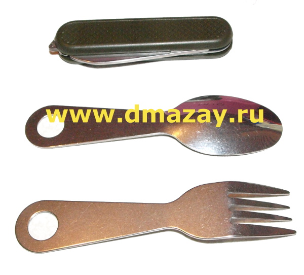 Походный набор столовых предметов (ложка, вилка и многофункциональный нож) в чехле арт.S/68