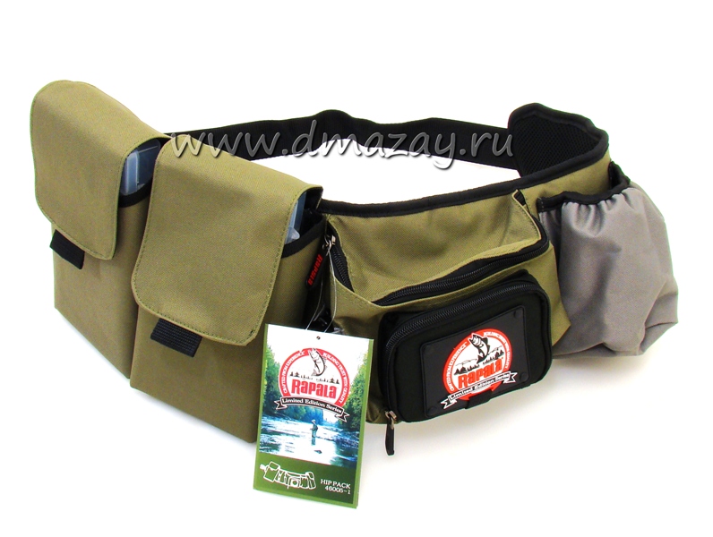 Сумка поясная рыболовная Rapala (Рапала) Hip Pack 46005-1 с двумя контейнерами под рыболовные снасти