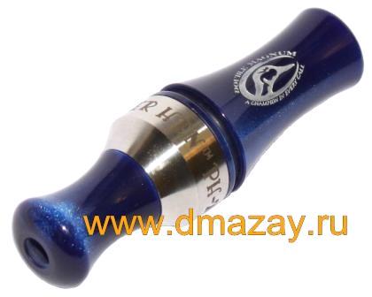 Манок духовой классический для охоты на утку (крякву) Zink Calls Power Hen PH-2DM Double Magnum Blueberry Swirl Acrylic темно - синего цвета в комплекте с DVD