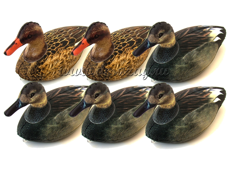 Чучела серой утки подсадные плавающие надувные Cherokee Sports (Чероки Спортс) 6 PACK Inflatable Gadwall 966 с надувными головами