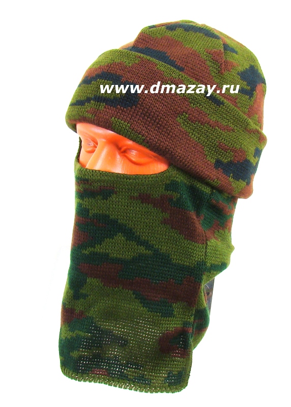 Комплект армейский ВС РФ, маска для лица (балаклава) + шапка, камуфлированного цвета