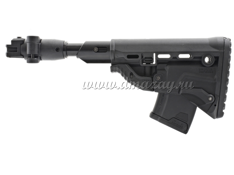 Складной телескопический приклад с амортизатором (буфером) отдачи Fab-Defense SURVIVAL M4 AKP SB GK-MAG с магазином на 10 патронов калибра 7.62х39мм на АК, АК47, АКМ, АК74, карабин Сайга, ВПО (Вепрь) и т.п.